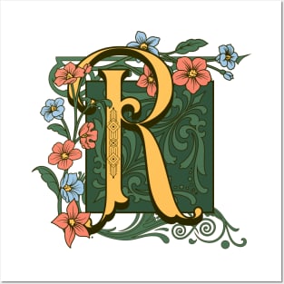 Art Nouveau Letter R, Ornamental Letter R, Art Deco Posters and Art